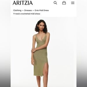ARITZIA Olive Green Knit Dress with Side Slit